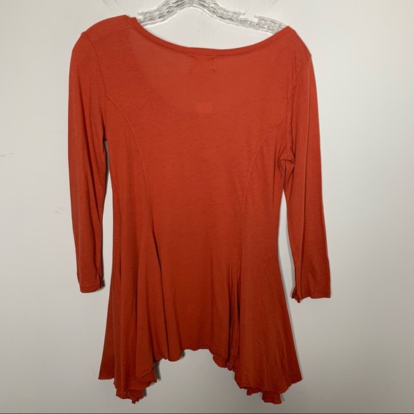 Anthropologie T.LA Womens Long Sleeve Burnt Orange High Long Swing Top XS NWT. - Picture 7 of 8